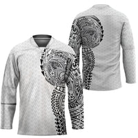 Hawaiian Traditional Tattoos Hockey Jersey Kakau Tribal Tropical Plant Motif White Color LT03 - Polynesian Pride