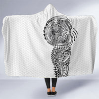 Hawaiian Traditional Tattoos Hooded Blanket Kakau Tribal Tropical Plant Motif White Color LT03 One Size White - Polynesian Pride