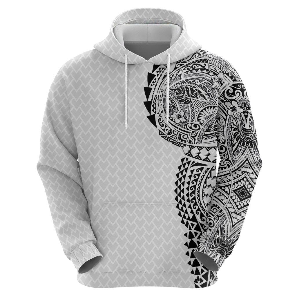 Hawaiian Traditional Tattoos Hoodie Kakau Tribal Tropical Plant Motif White Color LT03 - Polynesian Pride