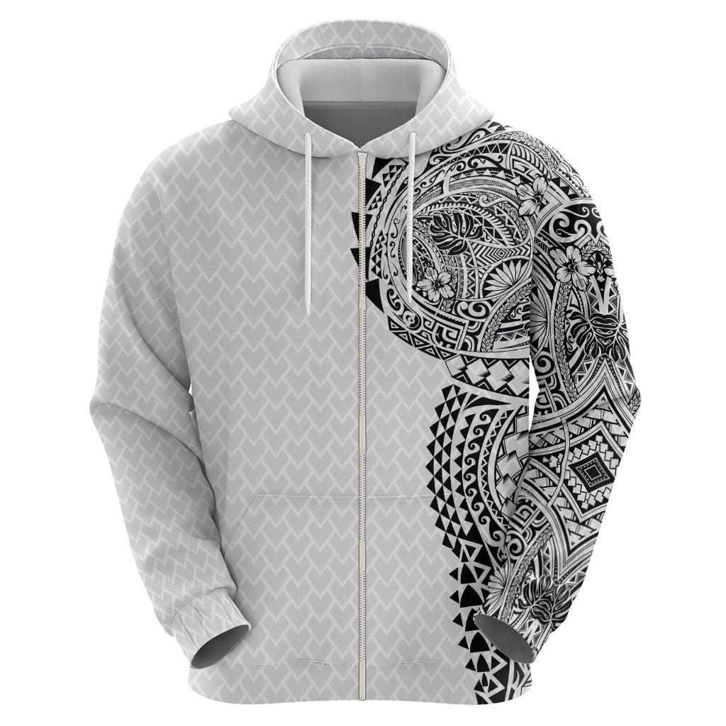 Hawaiian Traditional Tattoos Hoodie Kakau Tribal Tropical Plant Motif White Color LT03 - Polynesian Pride