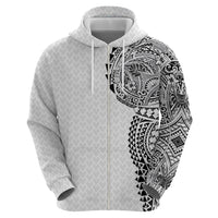 Hawaiian Traditional Tattoos Hoodie Kakau Tribal Tropical Plant Motif White Color LT03 - Polynesian Pride
