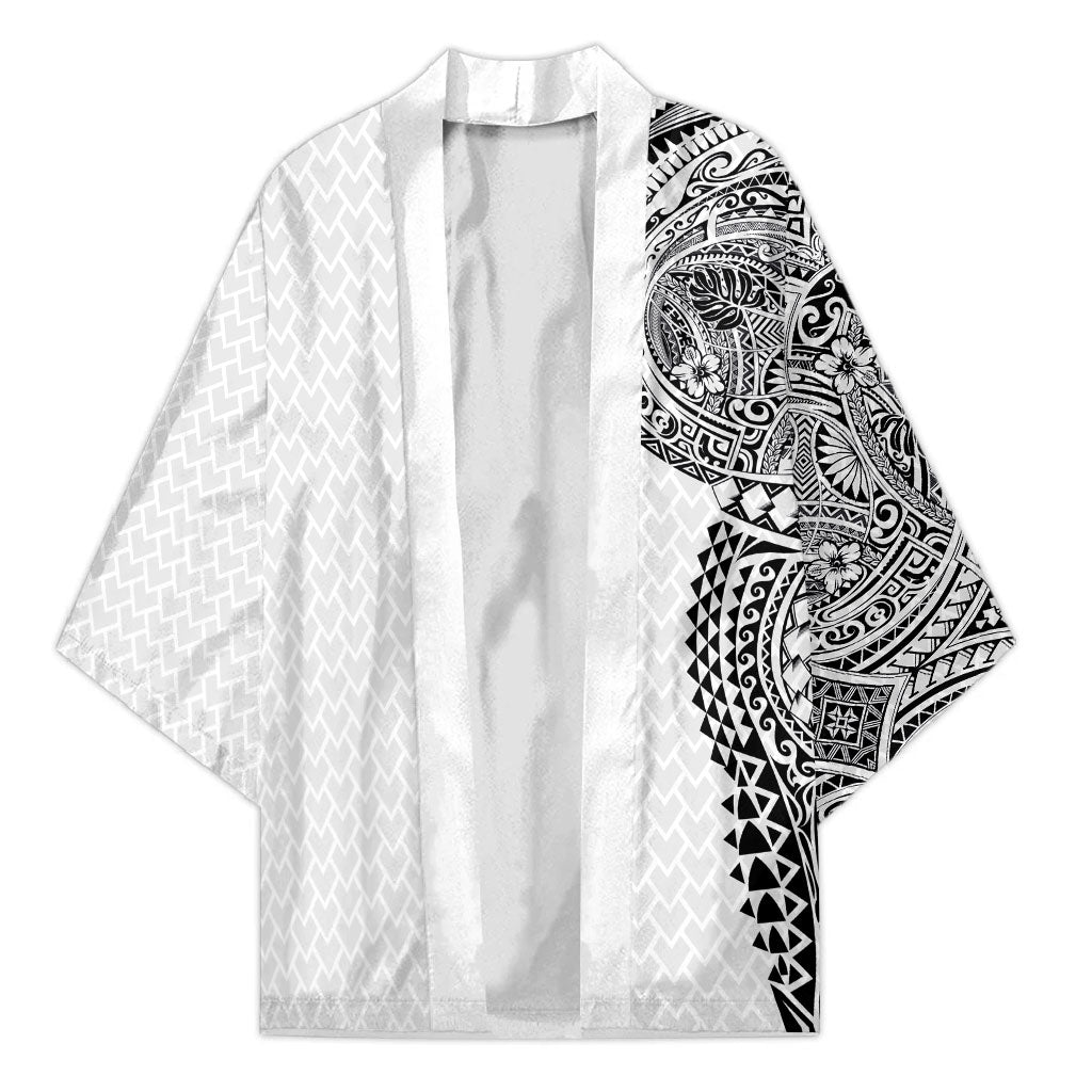 Hawaiian Traditional Tattoos Kimono Kakau Tribal Tropical Plant Motif White Color LT03 Unisex White - Polynesian Pride