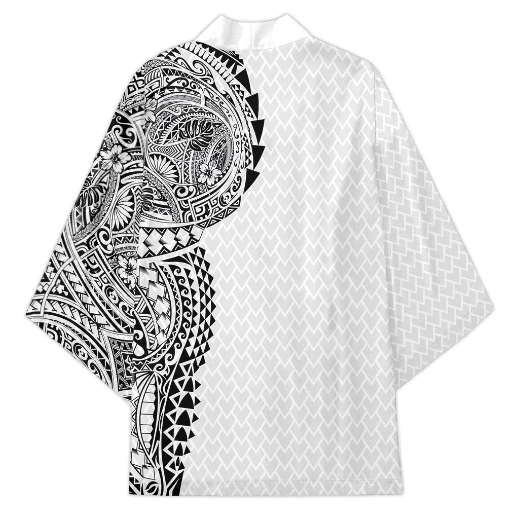 Hawaiian Traditional Tattoos Kimono Kakau Tribal Tropical Plant Motif White Color LT03 - Polynesian Pride