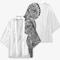 Hawaiian Traditional Tattoos Kimono Kakau Tribal Tropical Plant Motif White Color LT03 - Polynesian Pride