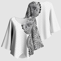 Hawaiian Traditional Tattoos Kimono Sleeve Blouse Kakau Tribal Tropical Plant Motif White Color LT03 - Polynesian Pride