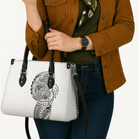Hawaiian Traditional Tattoos Leather Bag Kakau Tribal Tropical Plant Motif White Color LT03 - Polynesian Pride