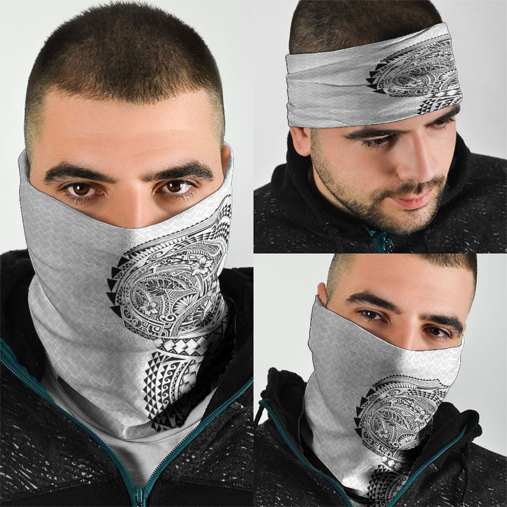 Hawaiian Traditional Tattoos Neck Gaiter Kakau Tribal Tropical Plant Motif White Color LT03 - Polynesian Pride