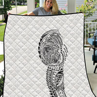 Hawaiian Traditional Tattoos Quilt Kakau Tribal Tropical Plant Motif White Color LT03 White - Polynesian Pride