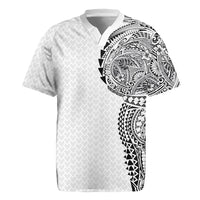 Hawaiian Traditional Tattoos Rugby Jersey Kakau Tribal Tropical Plant Motif White Color LT03 White - Polynesian Pride