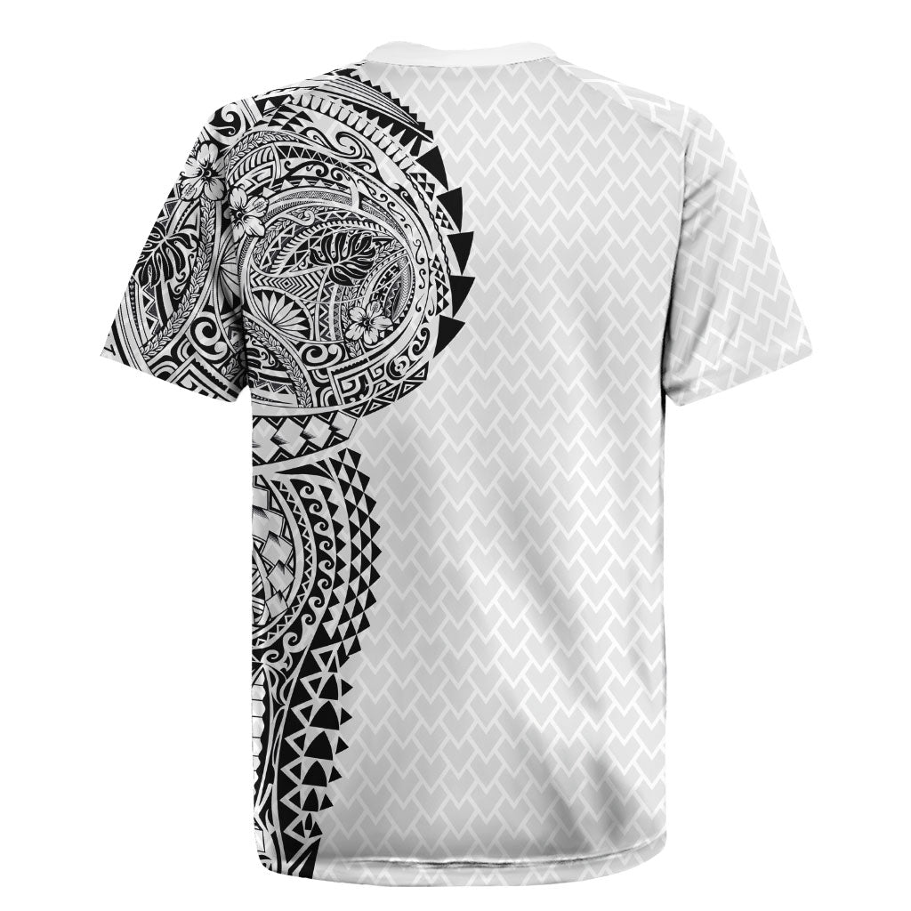 Hawaiian Traditional Tattoos Rugby Jersey Kakau Tribal Tropical Plant Motif White Color LT03 - Polynesian Pride