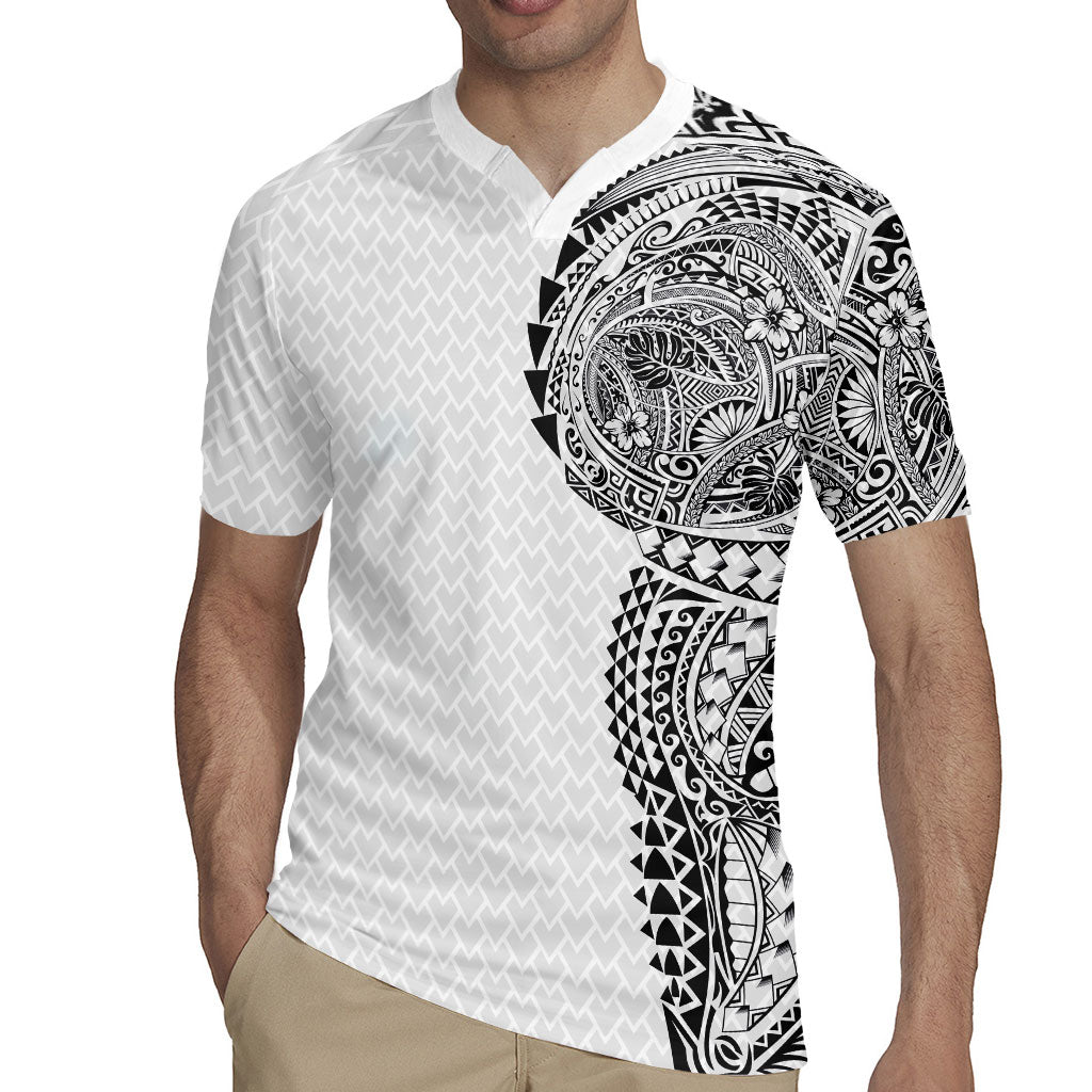 Hawaiian Traditional Tattoos Rugby Jersey Kakau Tribal Tropical Plant Motif White Color LT03 - Polynesian Pride
