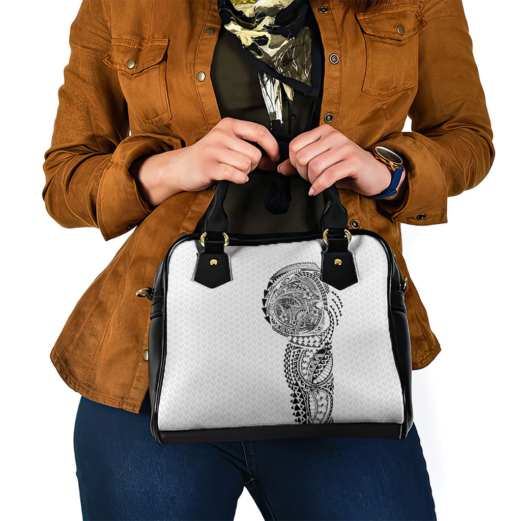 Hawaiian Traditional Tattoos Shoulder Handbag Kakau Tribal Tropical Plant Motif White Color LT03 - Polynesian Pride