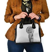 Hawaiian Traditional Tattoos Shoulder Handbag Kakau Tribal Tropical Plant Motif White Color LT03 - Polynesian Pride