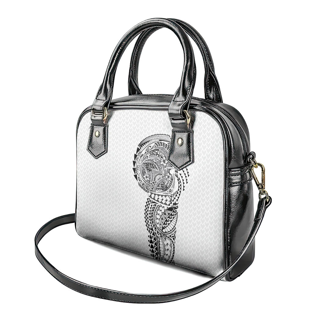 Hawaiian Traditional Tattoos Shoulder Handbag Kakau Tribal Tropical Plant Motif White Color LT03 - Polynesian Pride