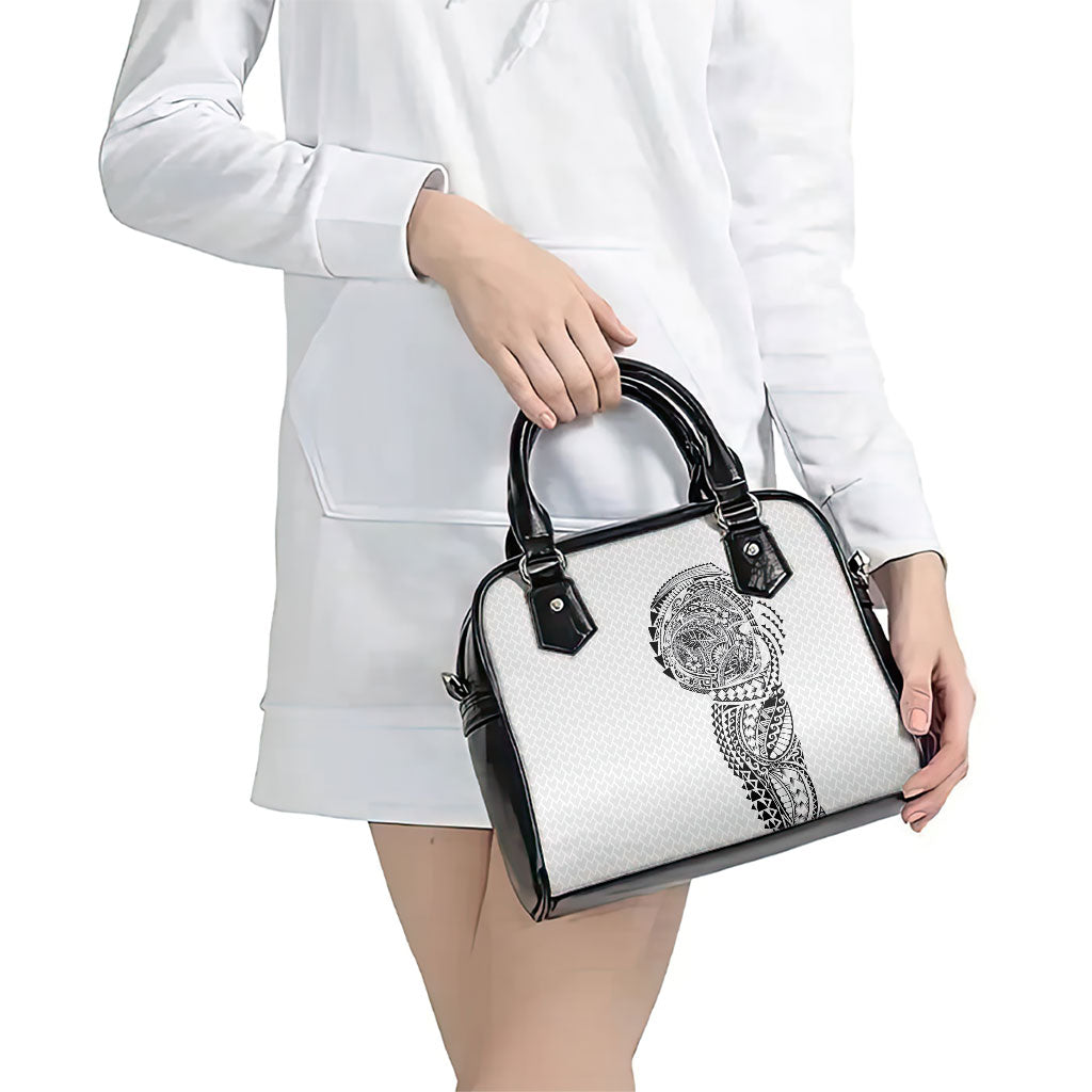 Hawaiian Traditional Tattoos Shoulder Handbag Kakau Tribal Tropical Plant Motif White Color LT03 - Polynesian Pride