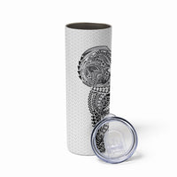 Hawaiian Traditional Tattoos Skinny Tumbler Kakau Tribal Tropical Plant Motif White Color LT03 - Polynesian Pride