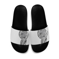 Hawaiian Traditional Tattoos Slide Sandals Kakau Tribal Tropical Plant Motif White Color LT03 White - Polynesian Pride