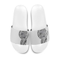 Hawaiian Traditional Tattoos Slide Sandals Kakau Tribal Tropical Plant Motif White Color LT03 White - Polynesian Pride