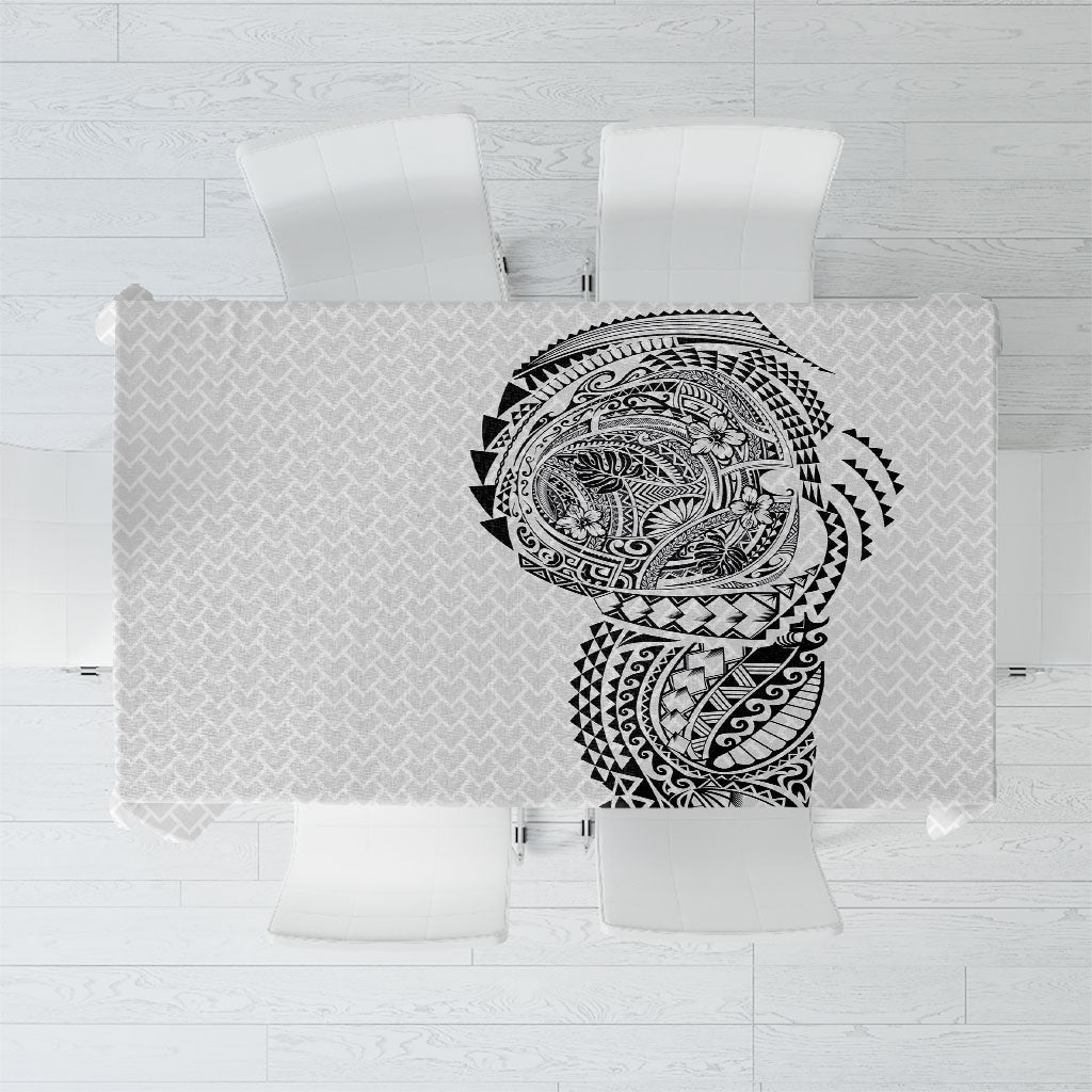 Hawaiian Traditional Tattoos Tablecloth Kakau Tribal Tropical Plant Motif White Color LT03 White - Polynesian Pride