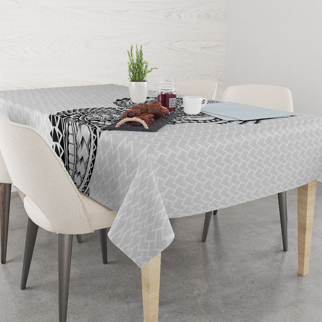 Hawaiian Traditional Tattoos Tablecloth Kakau Tribal Tropical Plant Motif White Color LT03 - Polynesian Pride