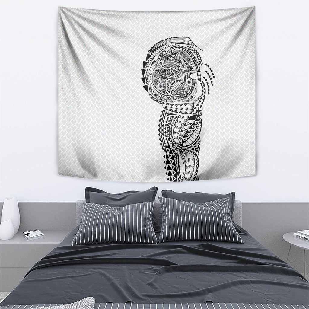 Hawaiian Traditional Tattoos Tapestry Kakau Tribal Tropical Plant Motif White Color LT03 - Polynesian Pride