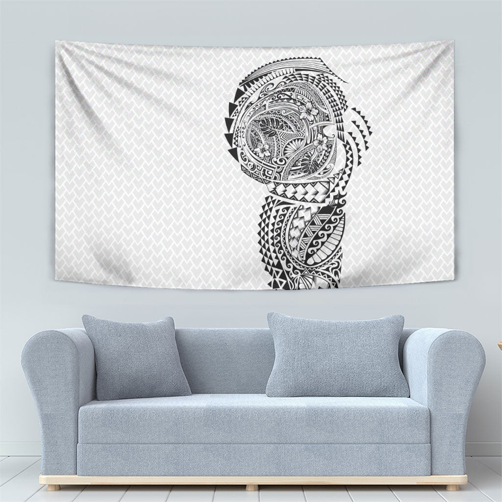 Hawaiian Traditional Tattoos Tapestry Kakau Tribal Tropical Plant Motif White Color LT03 - Polynesian Pride