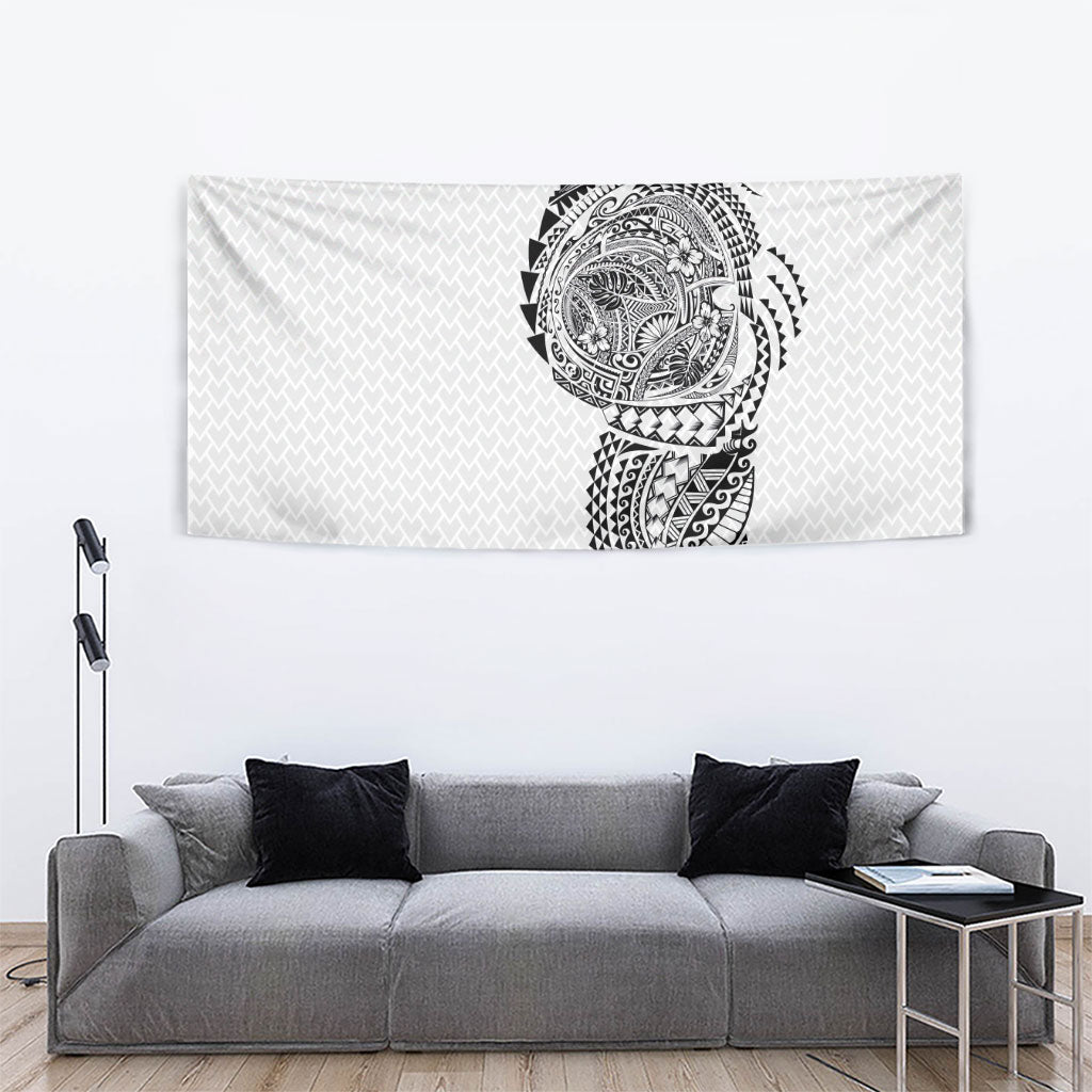 Hawaiian Traditional Tattoos Tapestry Kakau Tribal Tropical Plant Motif White Color LT03 - Polynesian Pride