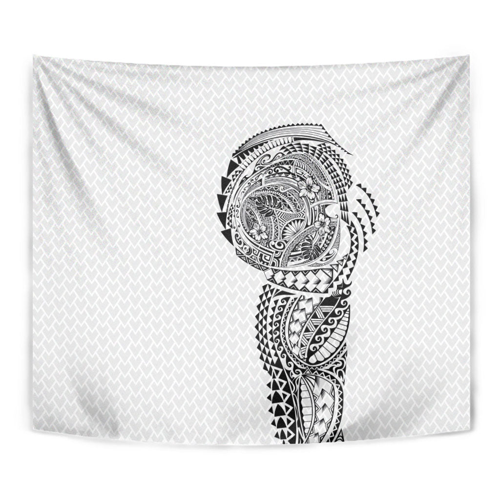 Hawaiian Traditional Tattoos Tapestry Kakau Tribal Tropical Plant Motif White Color LT03 - Polynesian Pride