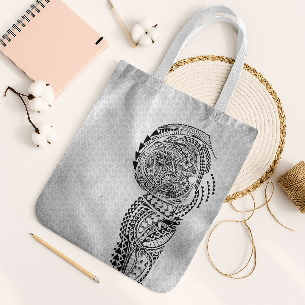 Hawaiian Traditional Tattoos Tote Bag Kakau Tribal Tropical Plant Motif White Color LT03 White Strap One Size White - Polynesian Pride