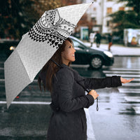 Hawaiian Traditional Tattoos Umbrella Kakau Tribal Tropical Plant Motif White Color LT03 - Polynesian Pride