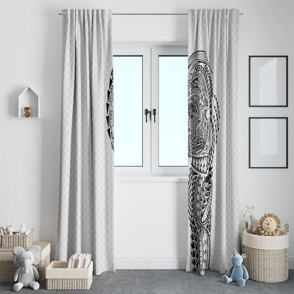 Hawaiian Traditional Tattoos Window Curtain Kakau Tribal Tropical Plant Motif White Color LT03 - Polynesian Pride