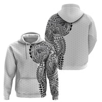 Hawaiian Traditional Tattoos Zip Hoodie Kakau Tribal Tropical Plant Motif White Color LT03 - Polynesian Pride