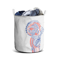 Hawaiian Traditional Tattoos Laundry Basket Kakau Tribal Tropical Plant Motif Hawaii Flag Color Inspired LT03 - Polynesian Pride