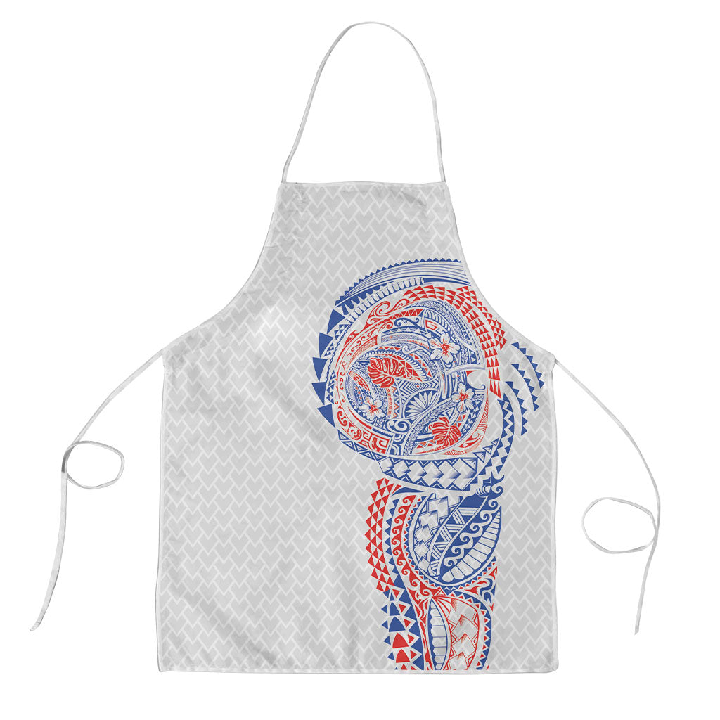 Hawaiian Traditional Tattoos Apron Kakau Tribal Tropical Plant Motif Hawaii Flag Color Inspired LT03 Multicolor - Polynesian Pride