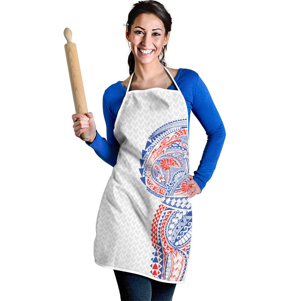 Hawaiian Traditional Tattoos Apron Kakau Tribal Tropical Plant Motif Hawaii Flag Color Inspired LT03 - Polynesian Pride