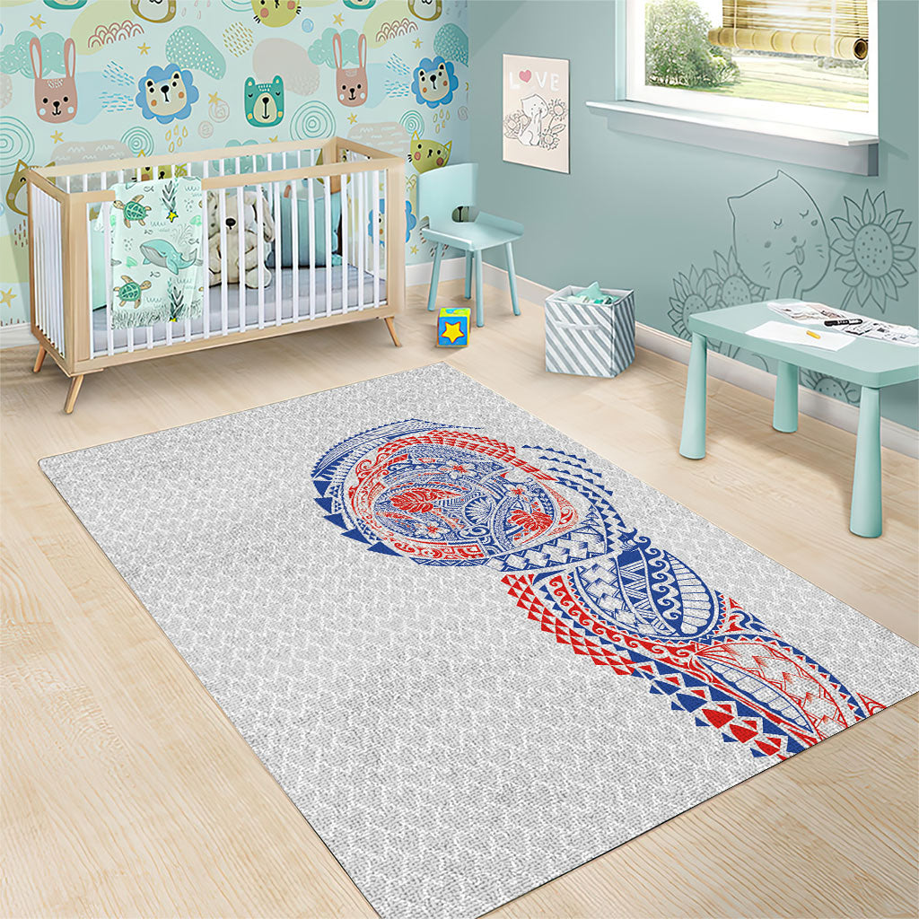 Hawaiian Traditional Tattoos Area Rug Kakau Tribal Tropical Plant Motif Hawaii Flag Color Inspired LT03 - Polynesian Pride