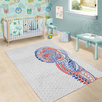 Hawaiian Traditional Tattoos Area Rug Kakau Tribal Tropical Plant Motif Hawaii Flag Color Inspired LT03 - Polynesian Pride