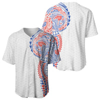 Hawaiian Traditional Tattoos Baseball Jersey Kakau Tribal Tropical Plant Motif Hawaii Flag Color Inspired LT03 - Polynesian Pride