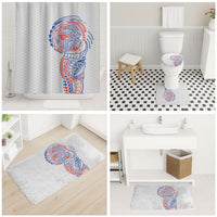 Hawaiian Traditional Tattoos Bathroom Set Kakau Tribal Tropical Plant Motif Hawaii Flag Color Inspired LT03 - Polynesian Pride