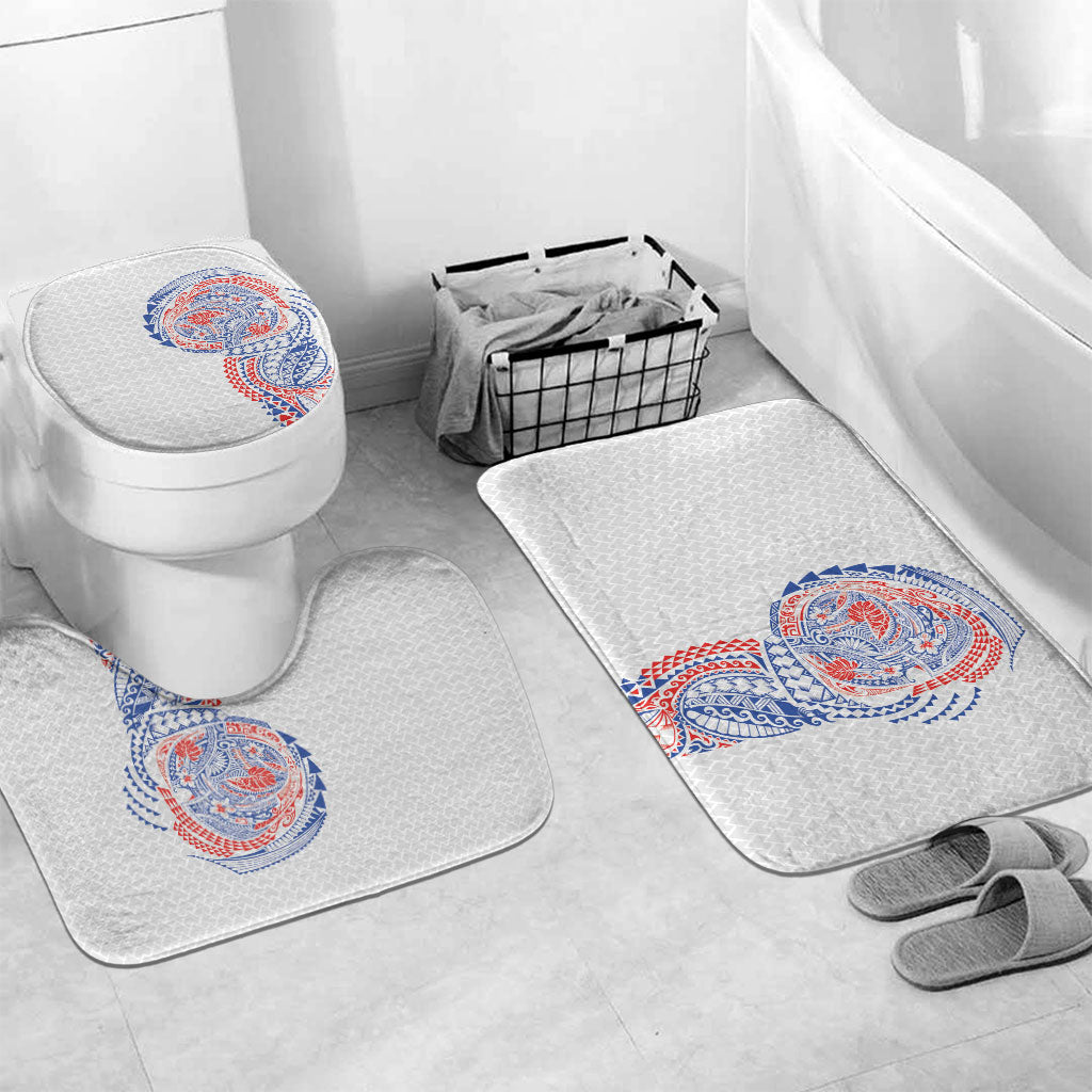 Hawaiian Traditional Tattoos Bathroom Set Kakau Tribal Tropical Plant Motif Hawaii Flag Color Inspired LT03 Mat Set Only (3 pcs) One Size Multicolor - Polynesian Pride