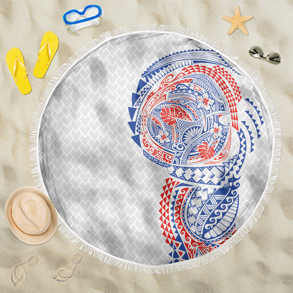 Hawaiian Traditional Tattoos Beach Blanket Kakau Tribal Tropical Plant Motif Hawaii Flag Color Inspired LT03 One Size 150cm Multicolor - Polynesian Pride