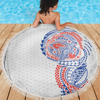 Hawaiian Traditional Tattoos Beach Blanket Kakau Tribal Tropical Plant Motif Hawaii Flag Color Inspired LT03 - Polynesian Pride