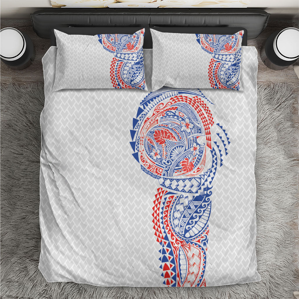 Hawaiian Traditional Tattoos Bedding Set Kakau Tribal Tropical Plant Motif Hawaii Flag Color Inspired LT03 Multicolor - Polynesian Pride