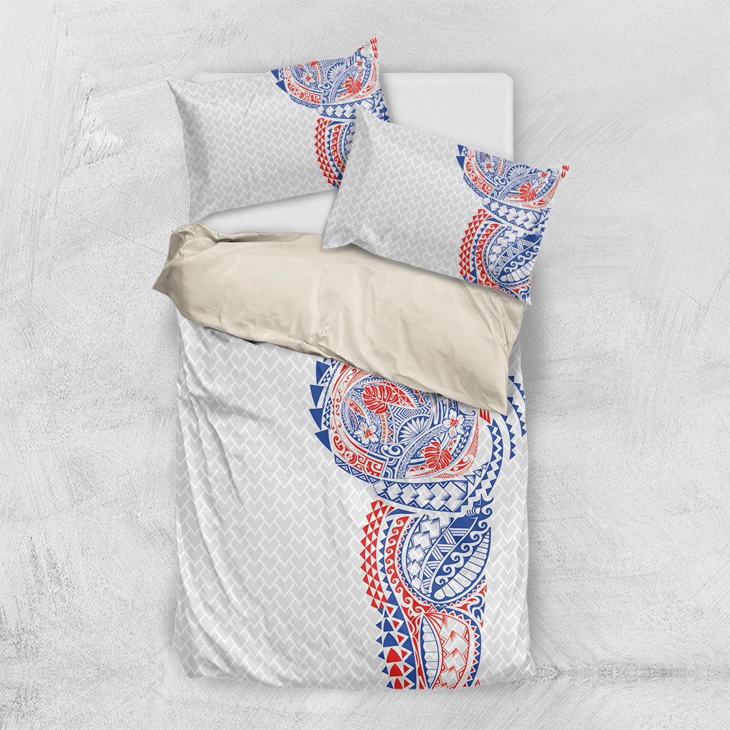Hawaiian Traditional Tattoos Bedding Set Kakau Tribal Tropical Plant Motif Hawaii Flag Color Inspired LT03 US Twin 172cm x 218cm Multicolor - Polynesian Pride