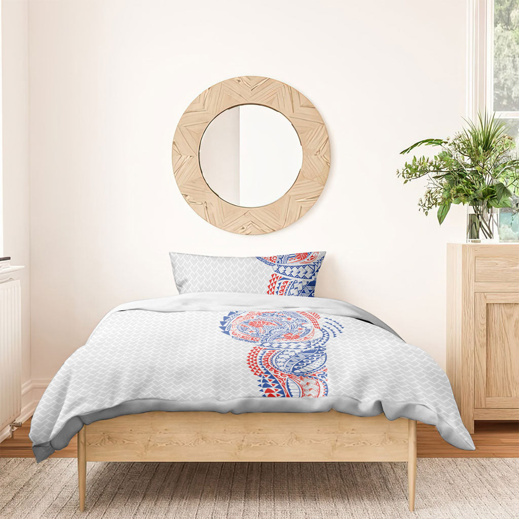 Hawaiian Traditional Tattoos Bedding Set Kakau Tribal Tropical Plant Motif Hawaii Flag Color Inspired LT03 - Polynesian Pride