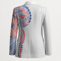 Hawaiian Traditional Tattoos Blazer Kakau Tribal Tropical Plant Motif Hawaii Flag Color Inspired LT03 - Polynesian Pride