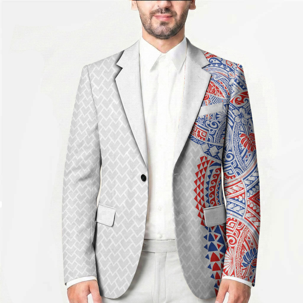 Hawaiian Traditional Tattoos Blazer Kakau Tribal Tropical Plant Motif Hawaii Flag Color Inspired LT03 - Polynesian Pride