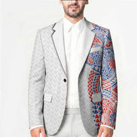 Hawaiian Traditional Tattoos Blazer Kakau Tribal Tropical Plant Motif Hawaii Flag Color Inspired LT03 - Polynesian Pride
