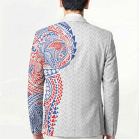 Hawaiian Traditional Tattoos Blazer Kakau Tribal Tropical Plant Motif Hawaii Flag Color Inspired LT03 - Polynesian Pride