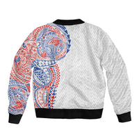 Hawaiian Traditional Tattoos Bomber Jacket Kakau Tribal Tropical Plant Motif Hawaii Flag Color Inspired LT03 - Polynesian Pride
